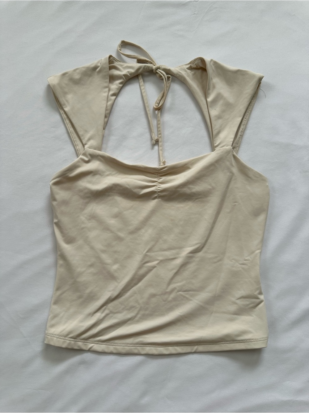 Pink Rose Cream Halter Tie-Back Tank